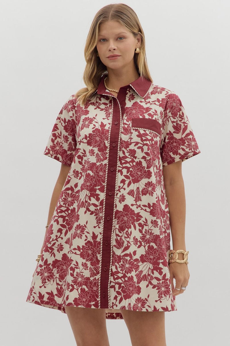 Burgundy Floral Dress