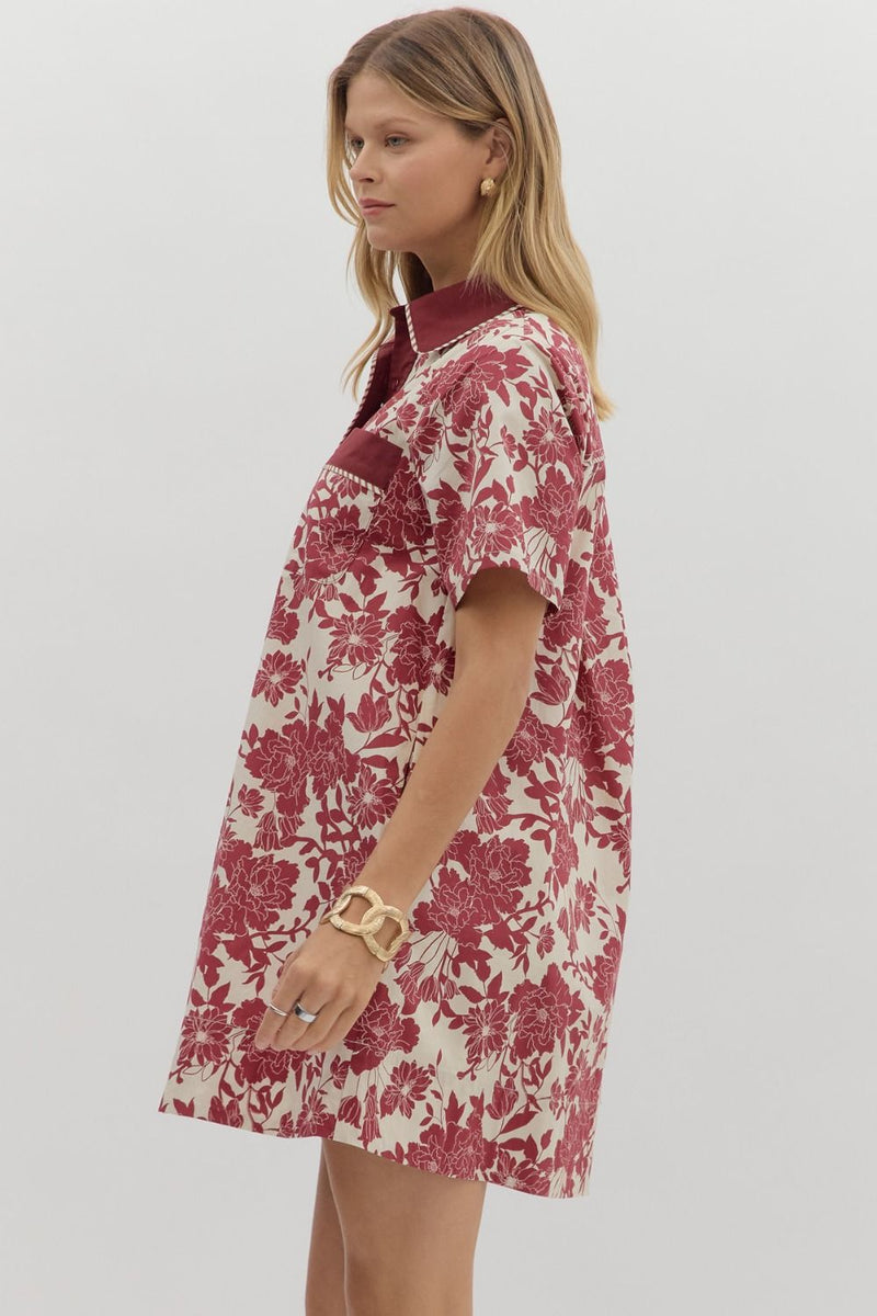 Burgundy Floral Dress