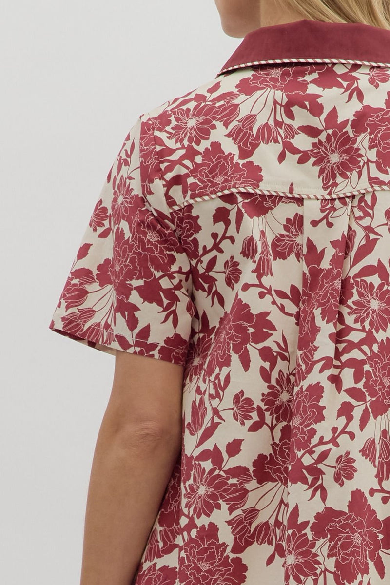 Burgundy Floral Dress