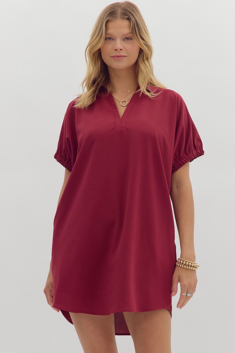 Dolman Collared Dress (maroon)