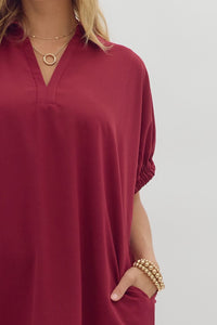 Dolman Collared Dress (maroon)