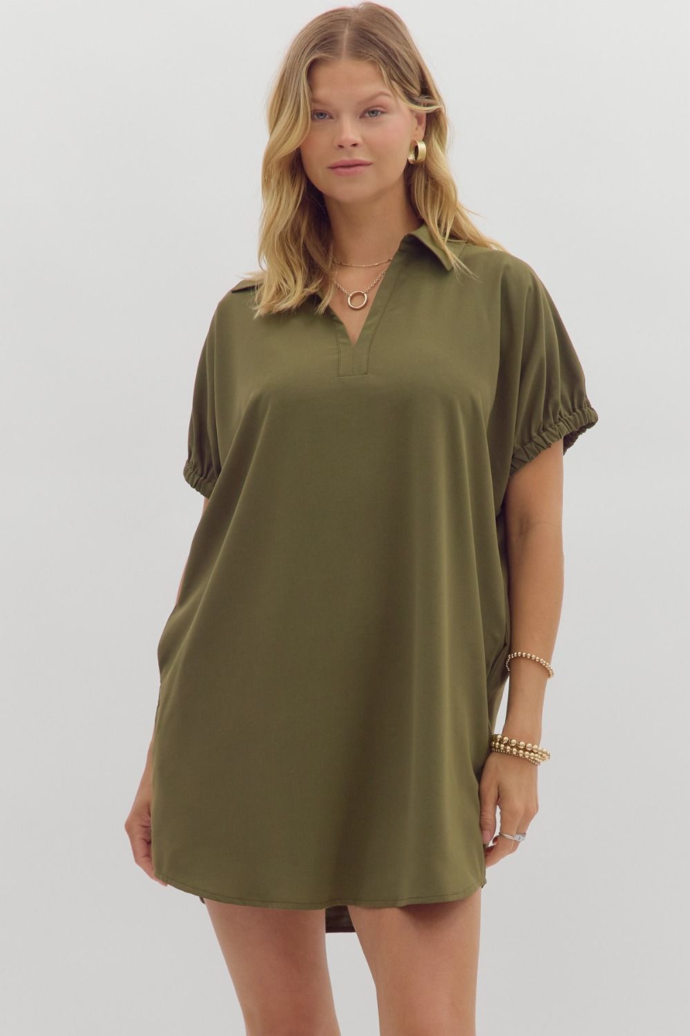 Dolman Collared Dress (olive)