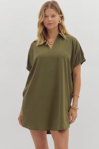 Dolman Collared Dress (olive)