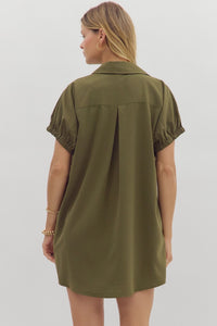 Dolman Collared Dress (olive)