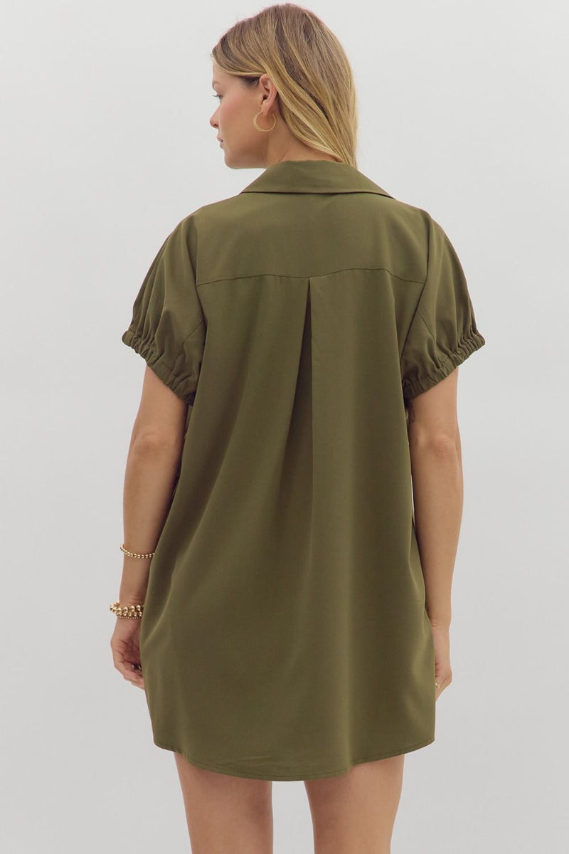 Dolman Collared Dress (olive)