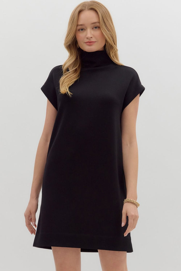 Mockneck Short Sleeved Dress (black)