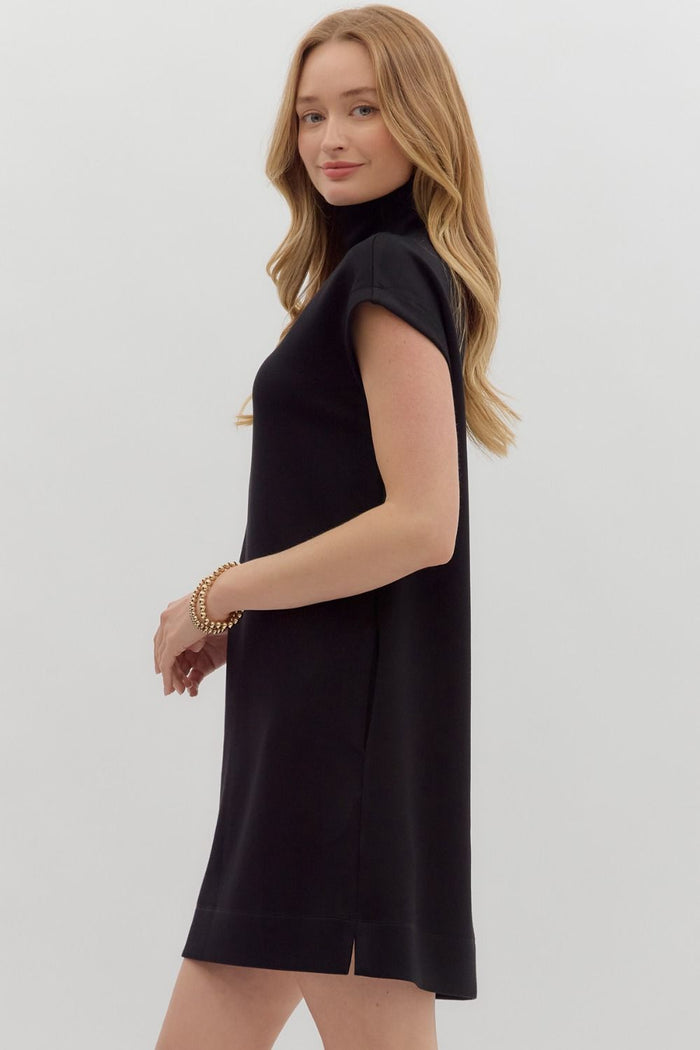 Mockneck Short Sleeved Dress (black)