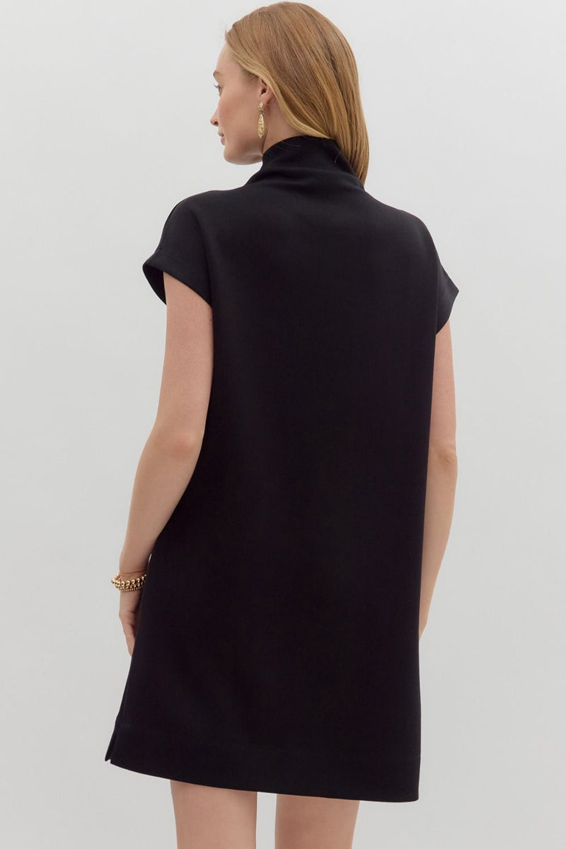 Mockneck Short Sleeved Dress (black)