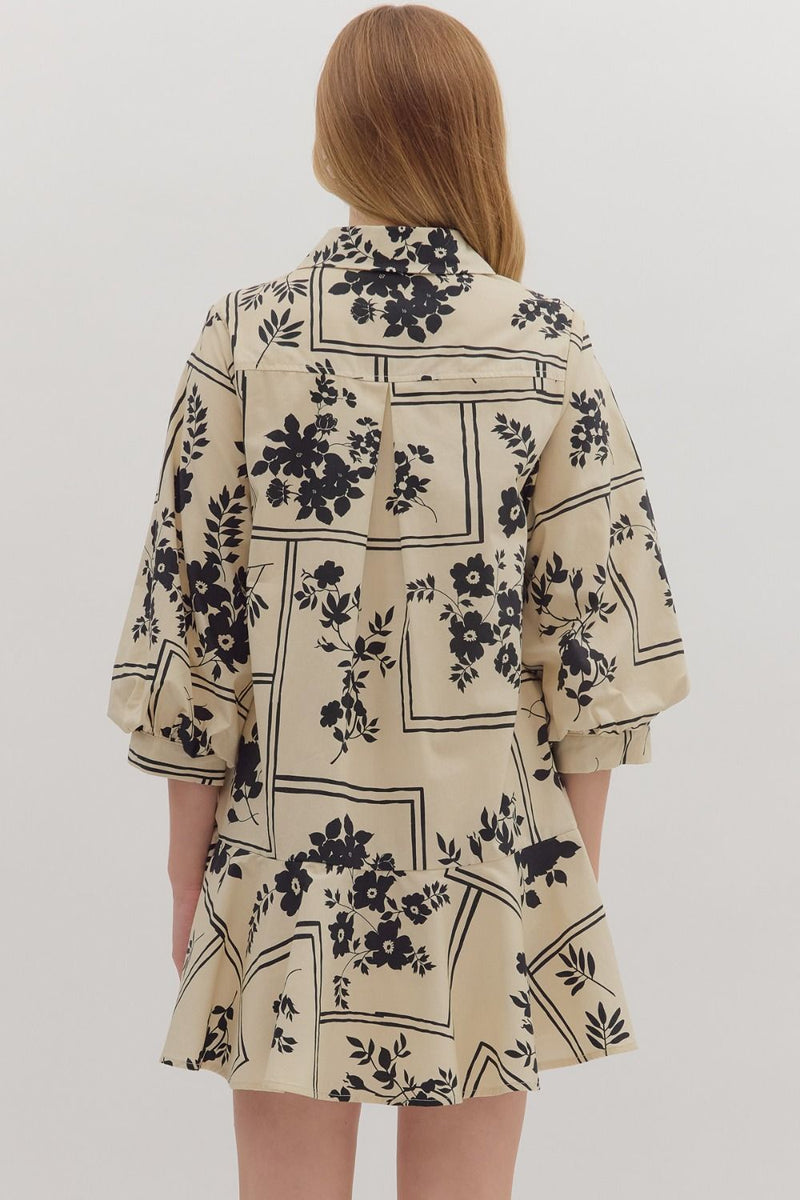 Cream Floral Mini Dress