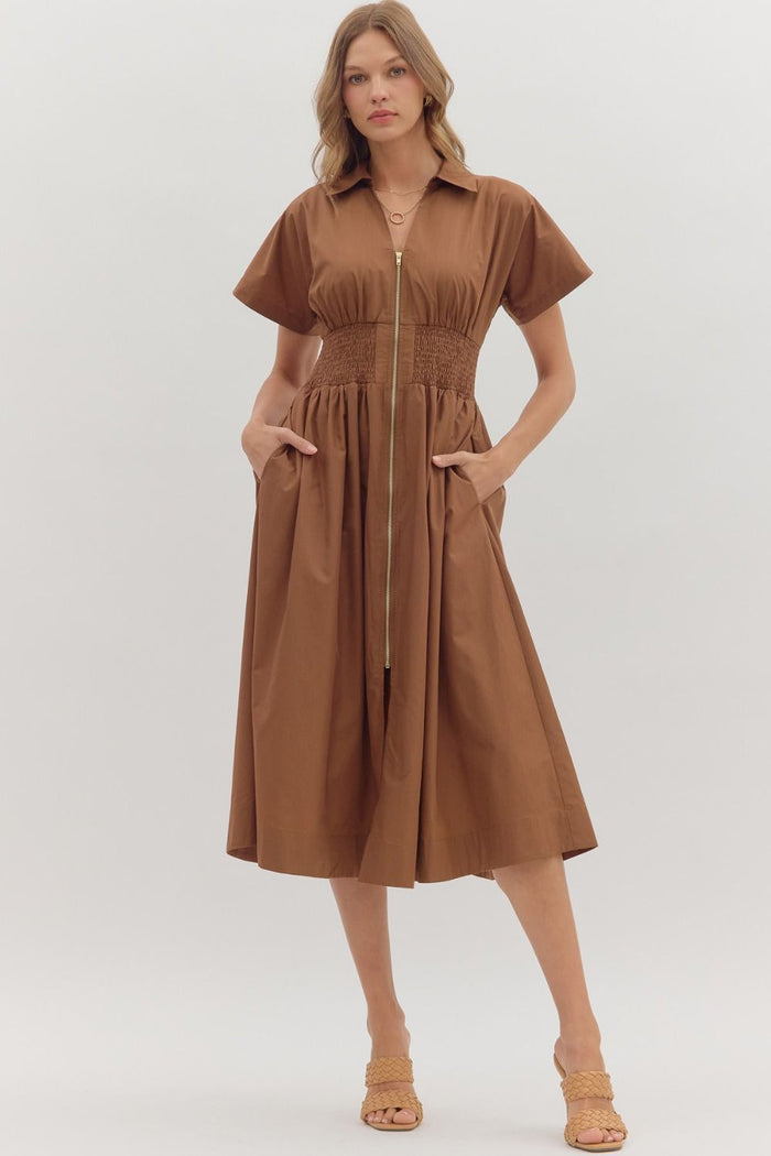 Sundays Smocked Dress (coffee)