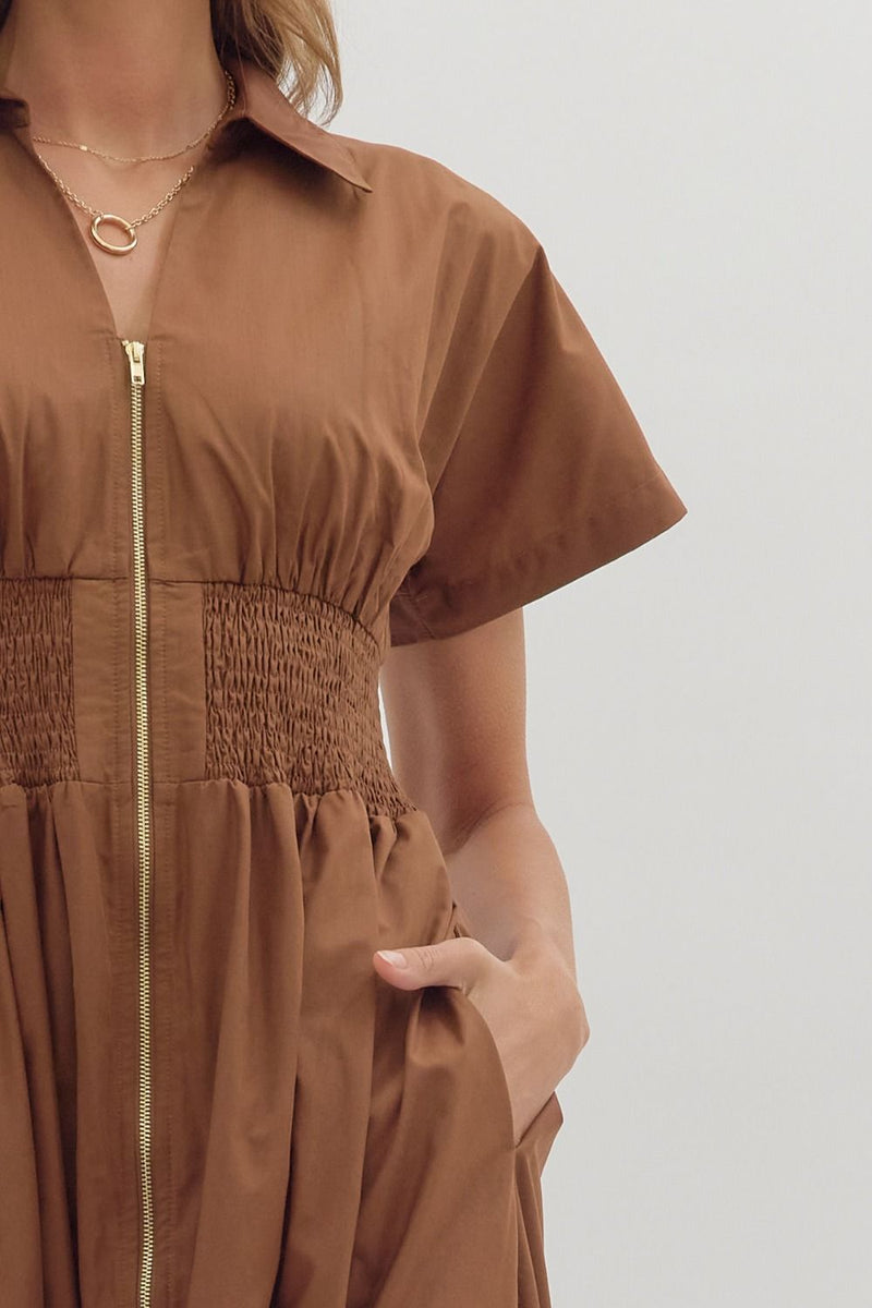 Sundays Smocked Dress (coffee)