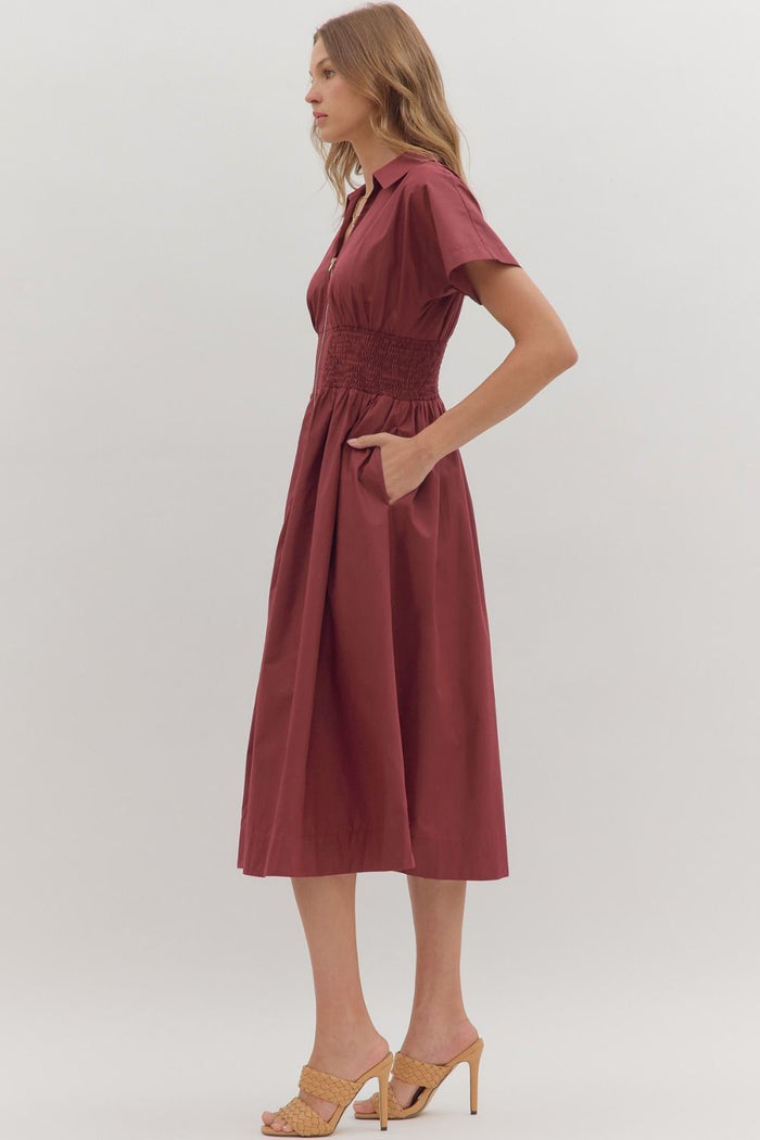 Sundays Burgundy Smocked Dress