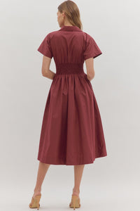 Sundays Burgundy Smocked Dress