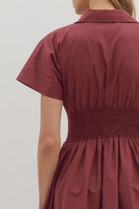 Sundays Burgundy Smocked Dress