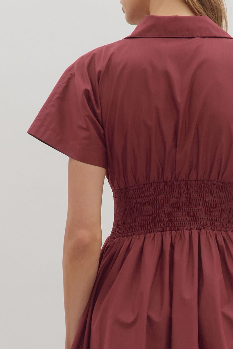 Sundays Burgundy Smocked Dress