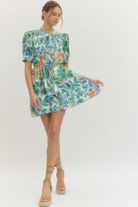 Vivi Floral Dress (green/cream) - GEORGE-MARY'S