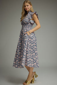 Milly Floral Smocked Midi Dress