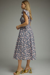 Milly Floral Smocked Midi Dress