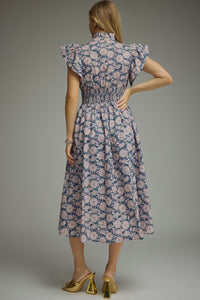 Milly Floral Smocked Midi Dress