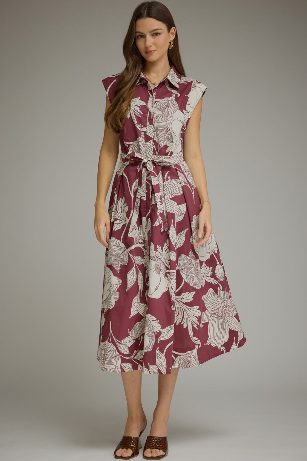 PREORDER Molly Maroon Floral Midi Dress