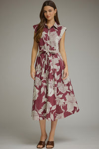 PREORDER Molly Maroon Floral Midi Dress