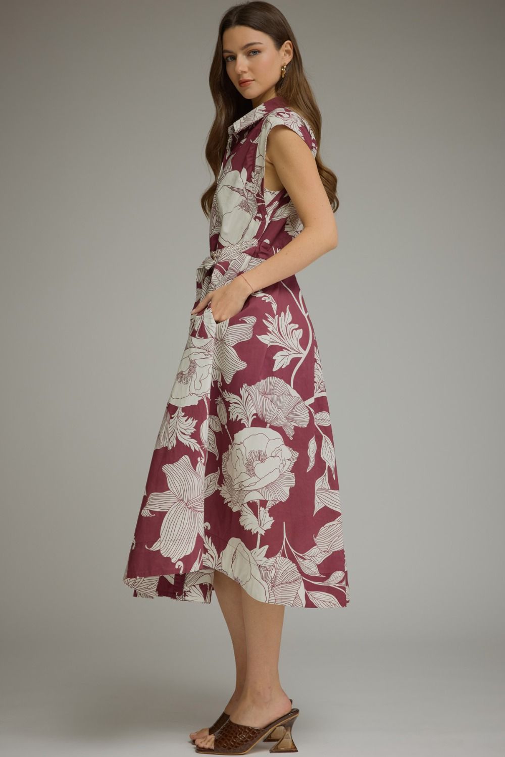 PREORDER Molly Maroon Floral Midi Dress