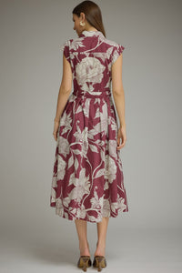 PREORDER Molly Maroon Floral Midi Dress