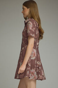 Briggs Floral Mini Dress (dried rose)