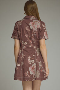 Briggs Floral Mini Dress (dried rose)