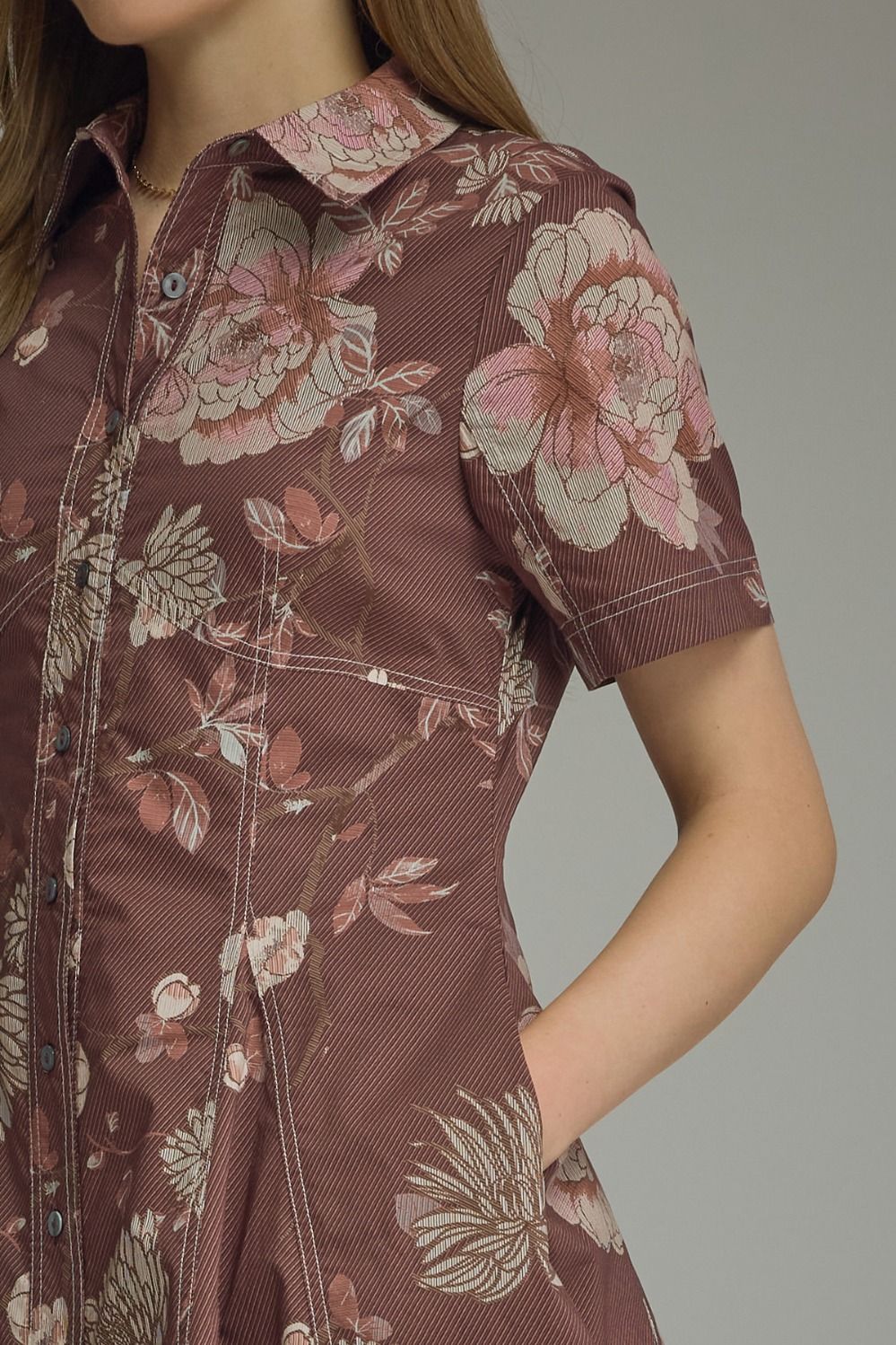 Briggs Floral Mini Dress (dried rose)