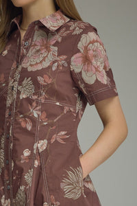 Briggs Floral Mini Dress (dried rose)