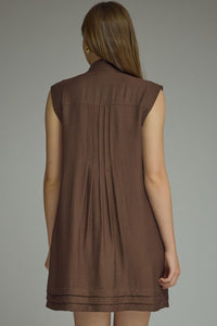 Alder Pleated Mini Dress (brown)