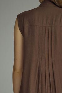 Alder Pleated Mini Dress (brown)
