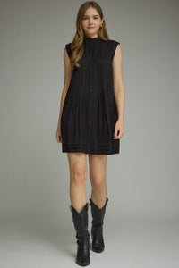 Alder Pleated Mini Dress (black)