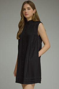 Alder Pleated Mini Dress (black)