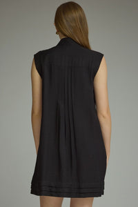 Alder Pleated Mini Dress (black)
