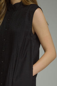 Alder Pleated Mini Dress (black)