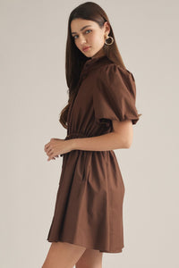 PREORDER Montgomery Puff Sleeve Dress (brown)
