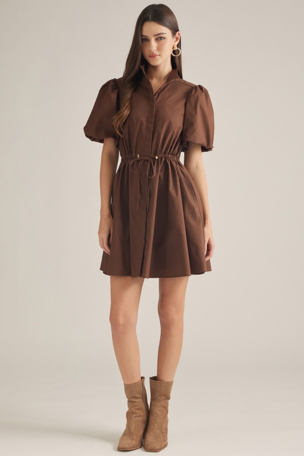 PREORDER Montgomery Puff Sleeve Dress (brown)