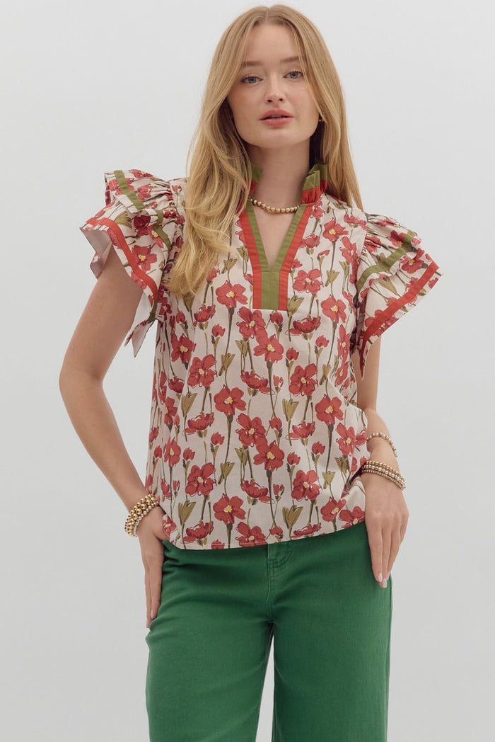Rust Floral Blouse