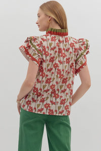 Rust Floral Blouse