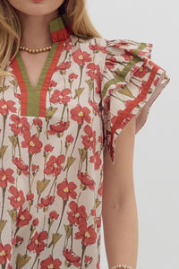 Rust Floral Blouse