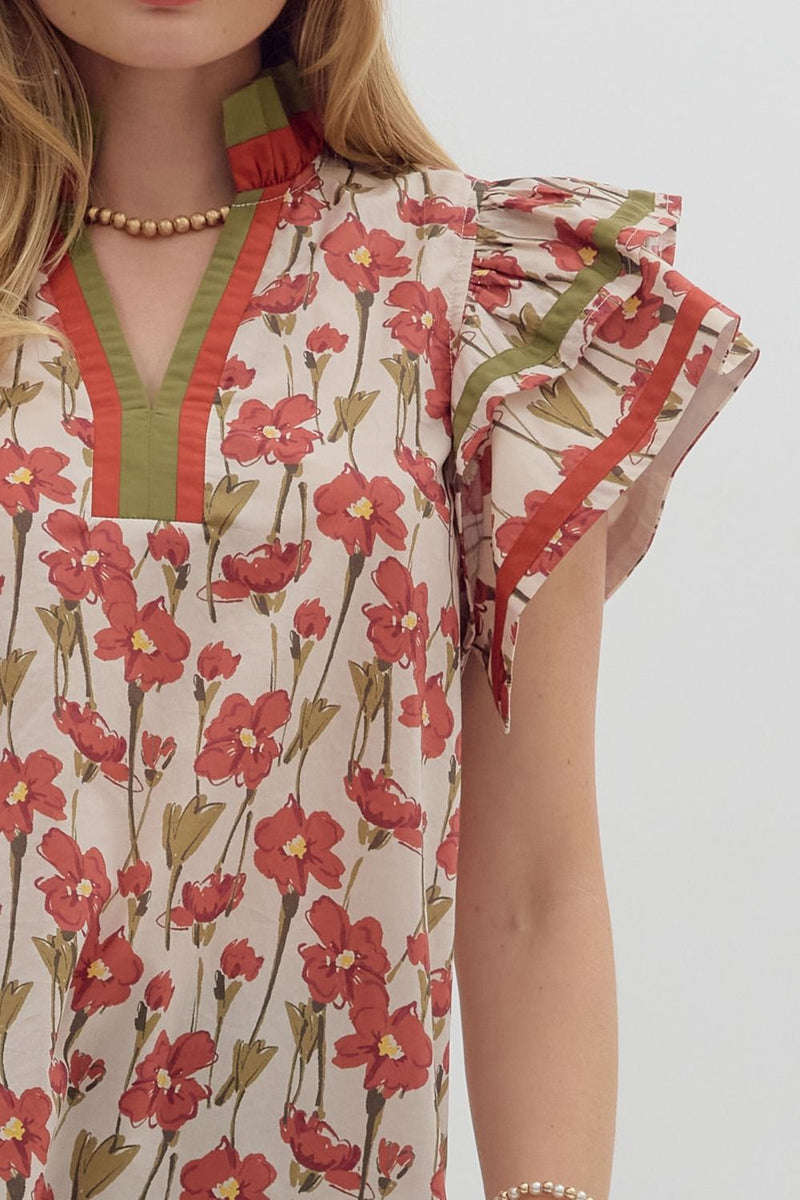 Rust Floral Blouse