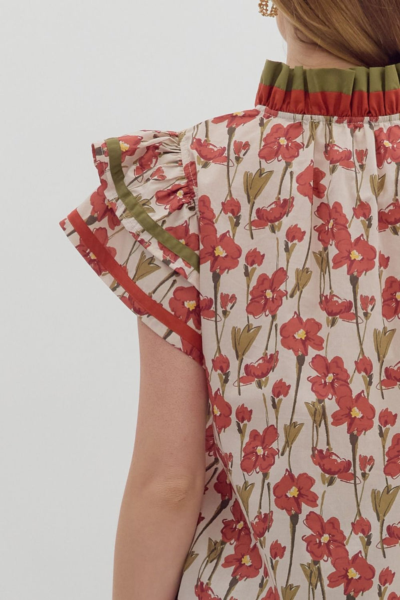 Rust Floral Blouse