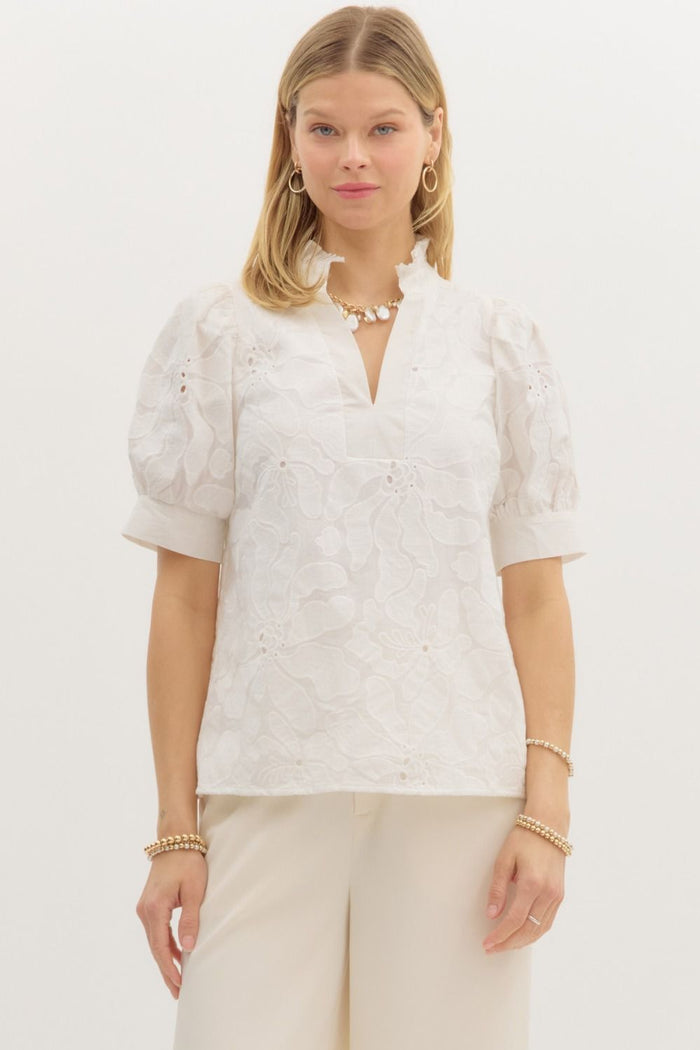 Embroidered White Floral Blouse