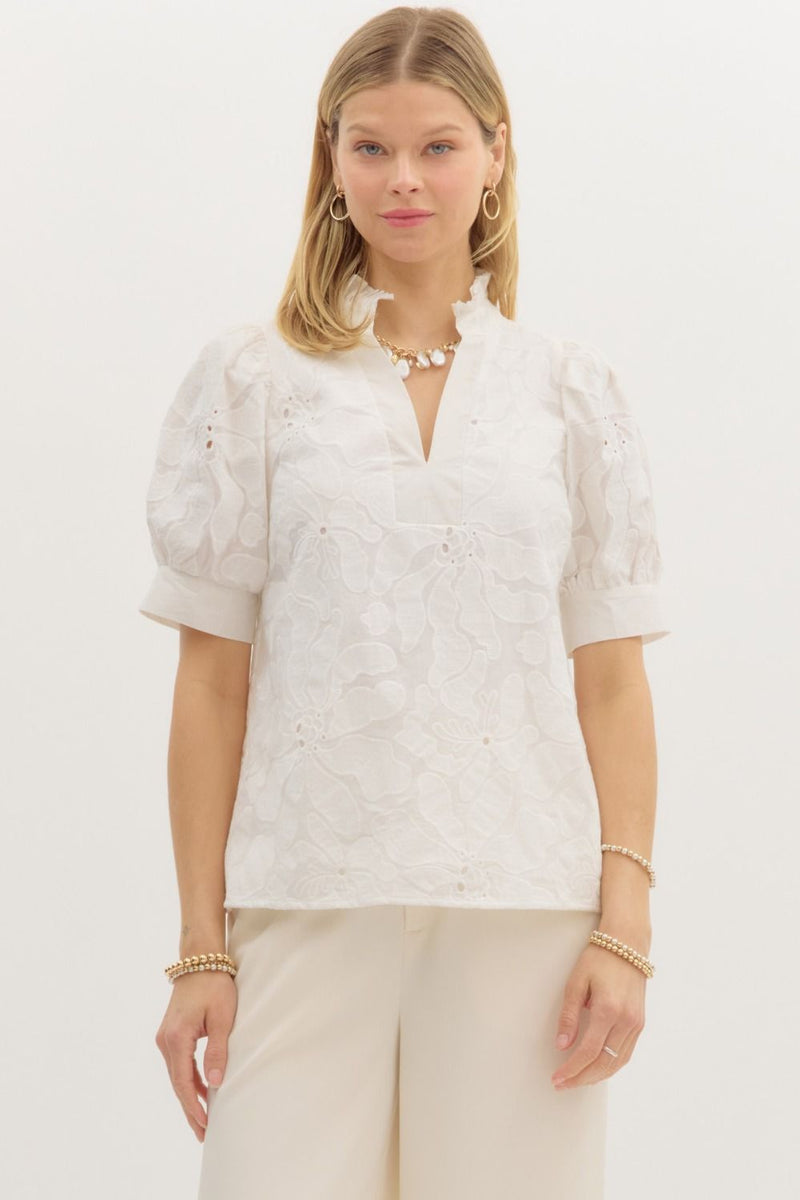 Embroidered White Floral Blouse