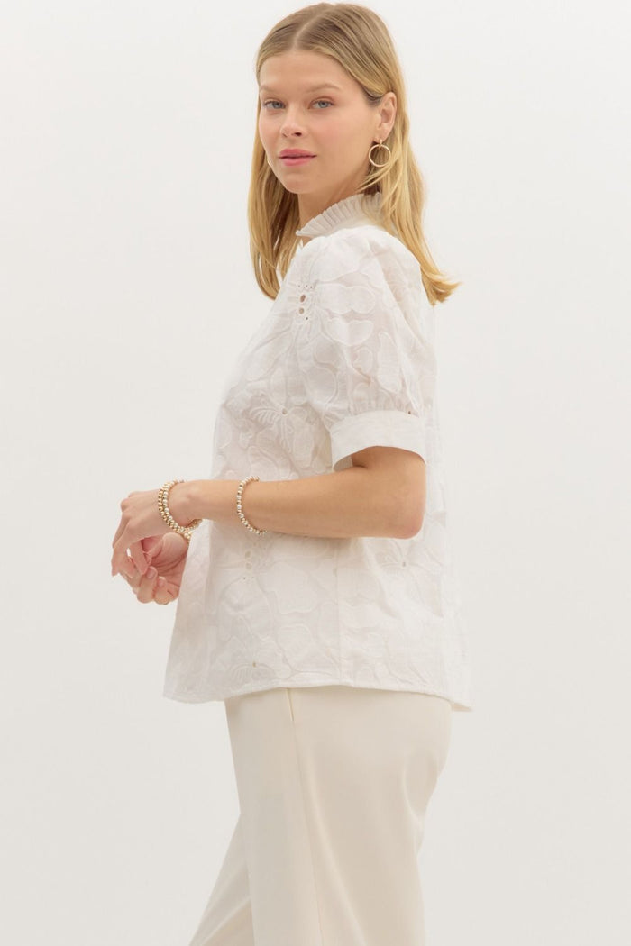 Embroidered White Floral Blouse