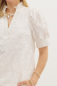 Embroidered White Floral Blouse