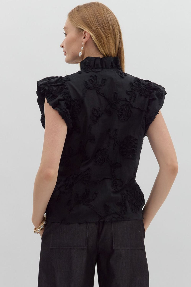 Floral Textured Blouse (black)