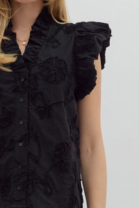 Floral Textured Blouse (black)